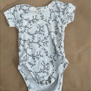 black and white floral print onesie